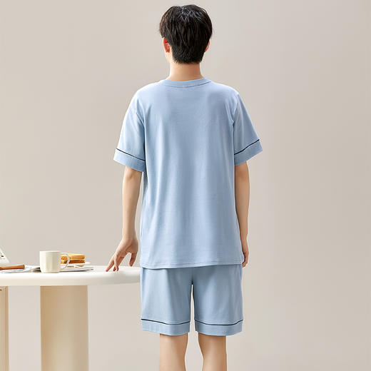 慢醒纯棉素色男款家居服-短款 商品图1