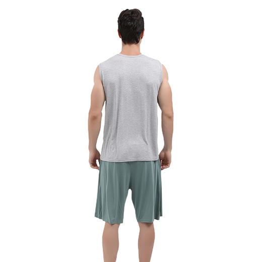 【家居服】男夏新家居休闲棉加肥大码宽松阔腿软软弹力宽肩T恤长裤家居套服睡衣 商品图3