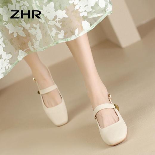 ZHR则则包头凉鞋2024新款时尚浅口单凉鞋网红ins百搭粗跟凉鞋软底 商品图8