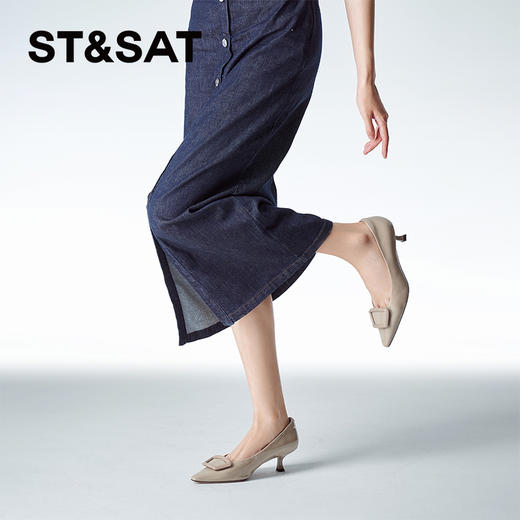 星期六简约漆皮尖头低跟单鞋SSC1111560 商品图5