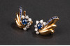 独角鹿西洋古董1940年代法国出品18K黄金铂金镶嵌钻石及蓝宝石耳夹一对 商品缩略图0
