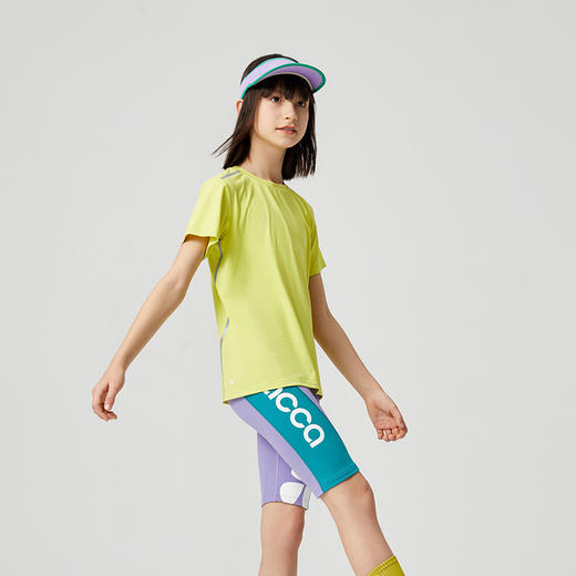 acca春夏儿童撞色五分瑜伽裤女速干打底紧身裤冰感leggings鲨鱼裤 商品图3