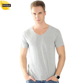 【无痕V领】莫代尔夏季新款加肥加大无痕V领短袖薄款加大号短袖男T恤家居半袖男士胖子