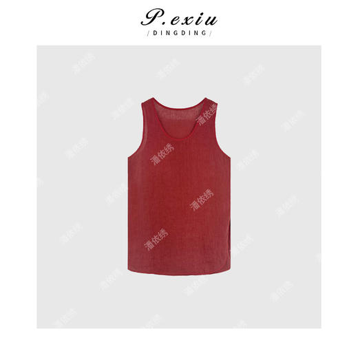03-3潘依绣丁丁宠粉100%麻高级感定织凉感透气无袖背心 W-62112 商品图0