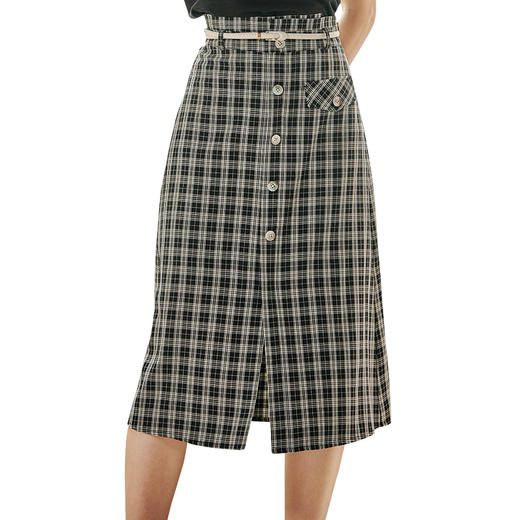 欧芮儿高腰显瘦格子半身裙女2022新款夏季中长款气质百搭A字裙ins 商品图3