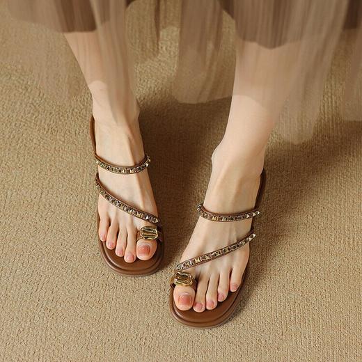 【预售5天】休闲一字带拖鞋，法式链条小香风凉拖鞋HCYYHD&5263 商品图4