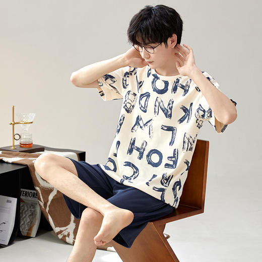 慢醒印花休闲男款家居服-短款 商品图2