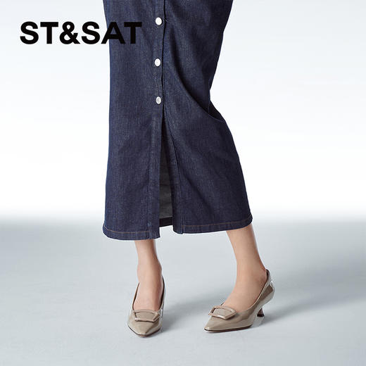 星期六简约漆皮尖头低跟单鞋SSC1111560 商品图6