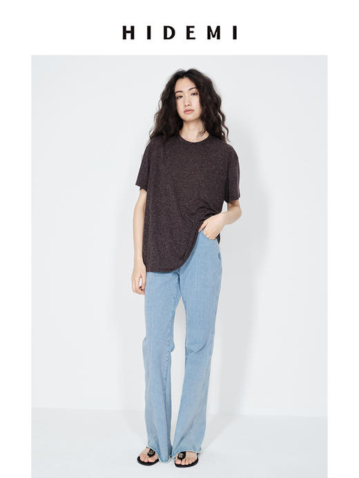 HIDEMI 经典牛仔系列水洗做旧感滚边水洗蓝微喇牛仔裤 商品图6