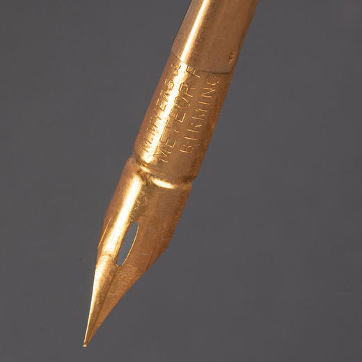 独角鹿西洋古董19世纪法国出品帝政风格银鎏金精雕三叶草纹饰古董蘸水钢笔 商品图2