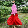 绽放169朵/法国进口粉色织亚麻下摆抽褶挖袋长袖开襟宽松休闲衬衫 商品缩略图3