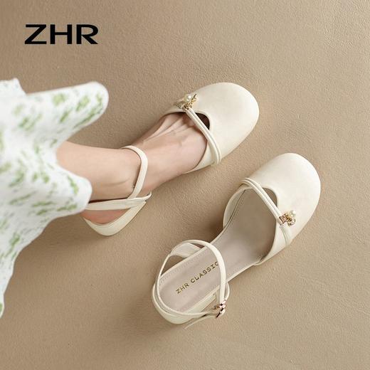 ZHR则则法式包头凉鞋女2024新款时尚百搭优雅气质单凉鞋珍珠甜美 商品图3