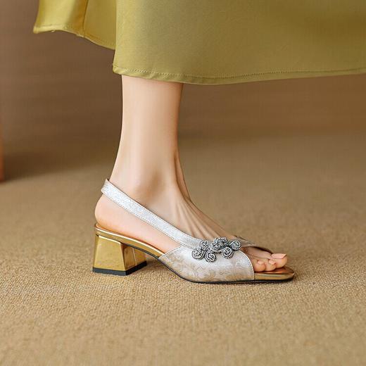 【预售5天】复古高跟鞋，露趾粗跟中跟凉鞋MLD&AC1277 商品图3