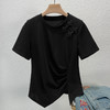 2024新款设计感黑色短袖t恤女夏季不规则新中式国风盘扣洋气上衣   JW-R6586 商品缩略图2