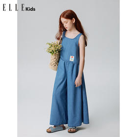 ELLEkids童装 莱赛尔天丝牛仔背心+A版阔腿裤