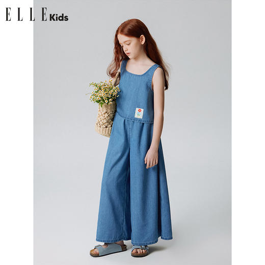 ELLEkids童装 莱赛尔天丝牛仔背心+A版阔腿裤 商品图0