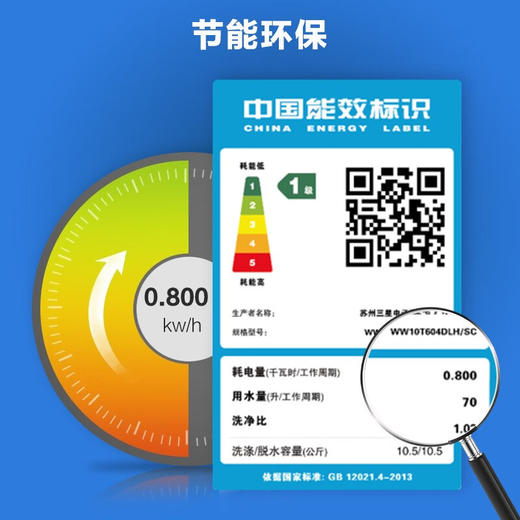 三星（SAMSUNG）10.5公斤滚筒洗衣机全自动 蒸汽除菌 AI智能控制 高速喷淋泡泡净10公斤洗衣机WW10T604DLH/SC白 商品图6