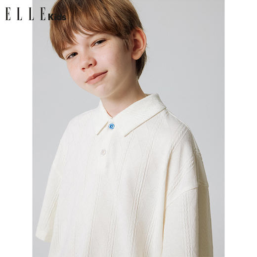 ELLEkids童装 肌理面料宽松短袖polo衫工装裤套装 商品图2