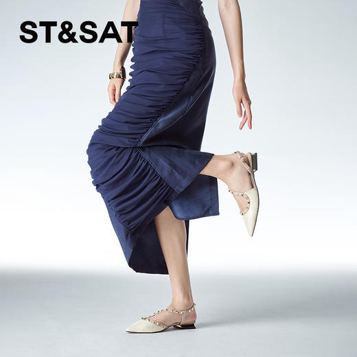 星期六时尚蛇纹铆钉中后空单鞋SSC1114075 商品图1