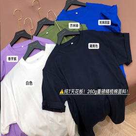 「260g重磅棉！数色可选」邓超同款t恤短袖棉男圆领宽松男士纯九色打底衫新款春季上衣