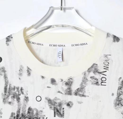 T864夏季新款做旧字母印花男士上衣百搭休闲短袖时尚潮流宽松体恤 商品图2