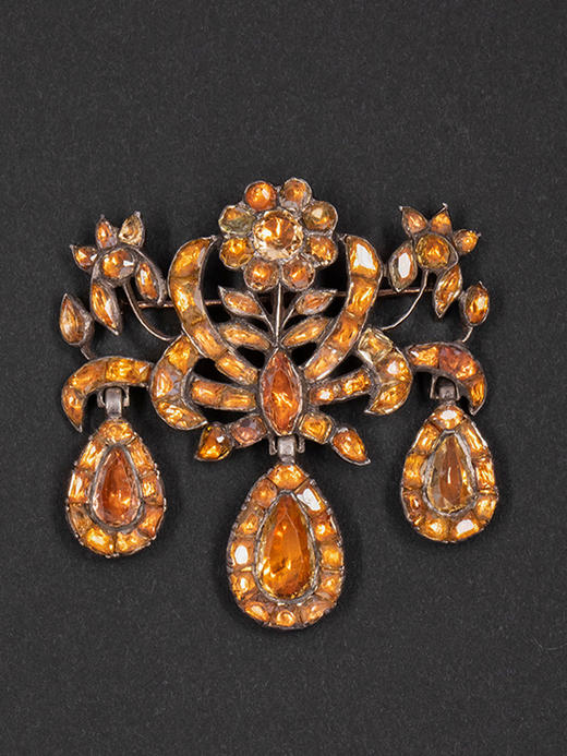 独角鹿西洋古董1780年代葡萄牙出品巴洛克风格银嵌帝王托帕石珠宝套件 （含戒指/项链/胸针/耳环） 商品图1