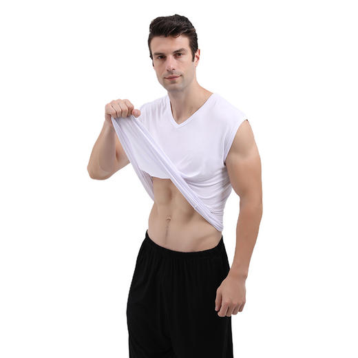 【家居服】男夏新家居休闲棉加肥大码宽松阔腿软软弹力宽肩T恤长裤家居套服睡衣 商品图1