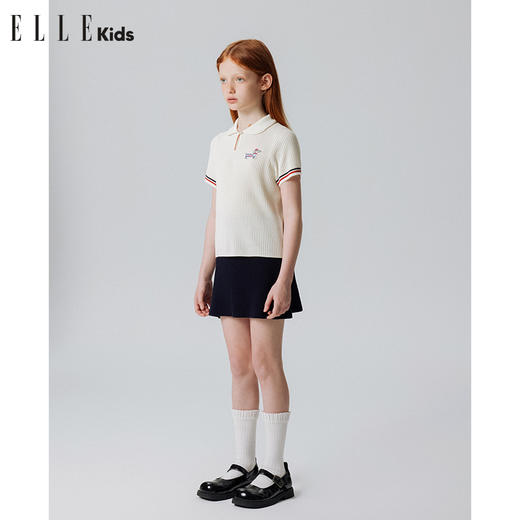 ELLEKIDS 童装 法式莱赛尔polo针织小衫针织半裙 商品图2