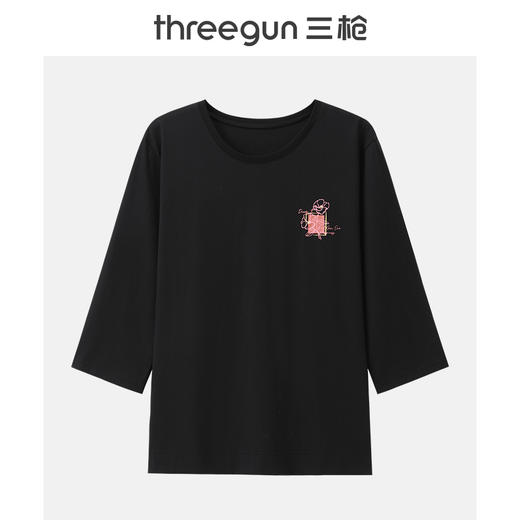 Threegun三枪 冰泉棉圆领八分袖女打底衫-24376A011 商品图2