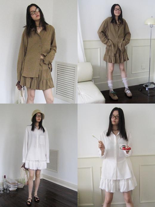 【5折不退换 买六免一】慵懒感休闲宽松肌理简约大口袋衬衫 商品图3