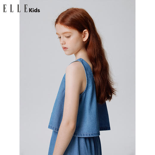 ELLEkids童装 莱赛尔天丝牛仔背心+A版阔腿裤 商品图3