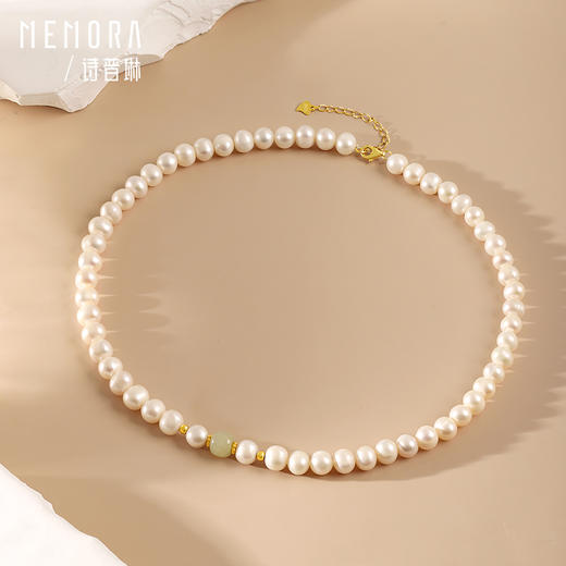 【套装一口价 】和田玉珍珠礼盒 淡水珍珠项链、手链和田玉银S925送妈妈母亲节礼盒ZBE00801、ZNE02701（一口价）线上专供 商品图6