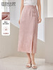 【专属特价】熙世界粉色新中式半身裙夏季2025新款国风提花开叉直筒包臀长裙 商品缩略图0