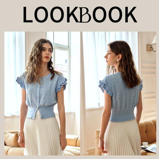 OLrain欧芮儿法式镂空针织衫女夏季2024年新款气质圆领设计感上衣 商品图4