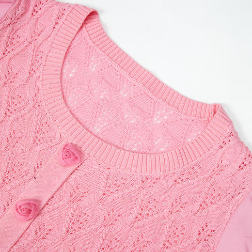 甜美度假风轻薄清凉设计感拼接衬衣女夏季泡泡袖衬衫V1441228 商品图5