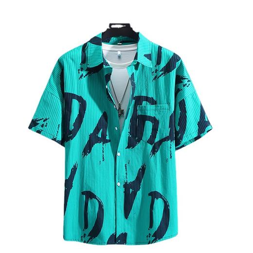 【超大码】【新款DFF】特大码男装胖子细条纹工装衬衫宽松加肥加大纯棉透气衬衣短袖潮男胖子男士半袖 商品图3