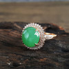 【天然正品】AU750精品玫瑰金镶钻镶天然冰种满绿蛋面翡翠（圆满、吉祥）戒指310324NJ29 商品缩略图1