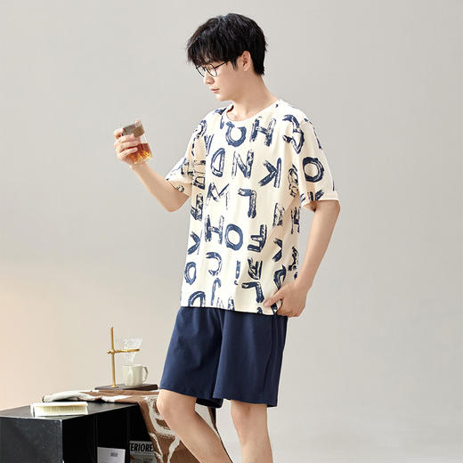 慢醒印花休闲男款家居服-短款 商品图3