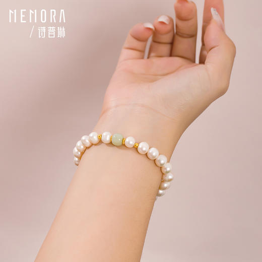 【套装一口价 】和田玉珍珠礼盒 淡水珍珠项链、手链和田玉银S925送妈妈母亲节礼盒ZBE00801、ZNE02701（一口价）线上专供 商品图5