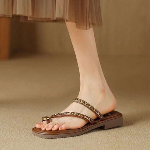 【预售5天】休闲一字带拖鞋，法式链条小香风凉拖鞋HCYYHD&5263 商品图2