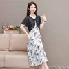 时尚假两件连衣裙，印花短袖拼时尚高腰A字裙QYM- LRX-JF2436-Y 商品缩略图1