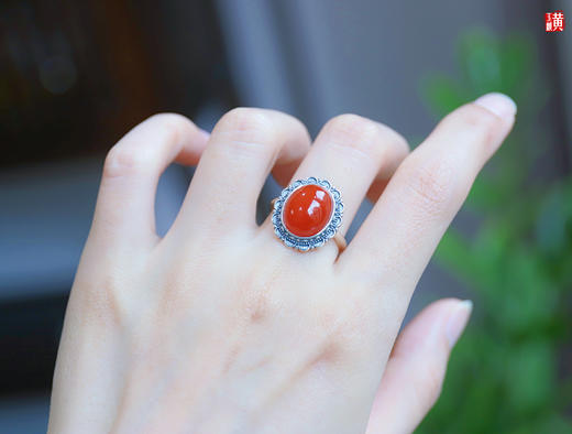 南红保山冰红戒指【佳宁】，925银镶 商品图6