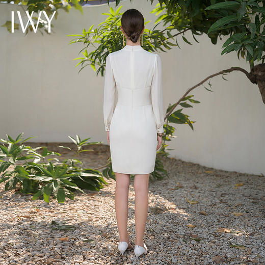 IWY/法式名媛白色连衣裙女夏季薄款优雅宴会礼服收腰显瘦工作服olQ1097 商品图4