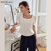 OLrain欧芮儿米白色正肩T恤女夏季2024年新款通勤百搭短袖上衣 商品缩略图0
