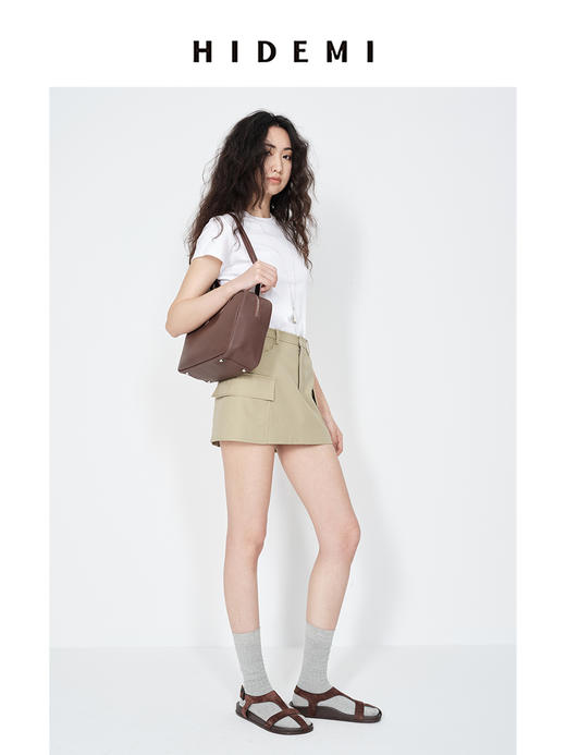 HIDEMI 【赵露思同款】圆领极简弹力自然棉短袖T恤 红色/黑色/碳灰/雾霾灰/白色 商品图14