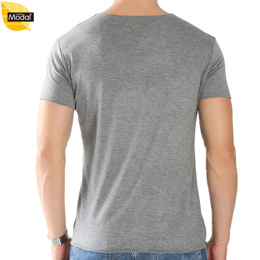 【无痕V领】莫代尔夏季新款加肥加大无痕V领短袖薄款加大号短袖男T恤家居半袖男士胖子 商品图3