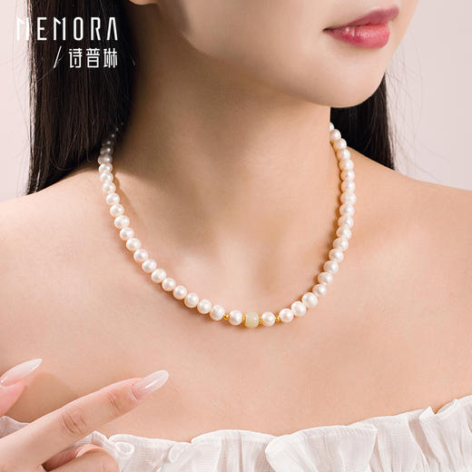 【套装一口价 】和田玉珍珠礼盒 淡水珍珠项链、手链和田玉银S925送妈妈母亲节礼盒ZBE00801、ZNE02701（一口价）线上专供 商品图4