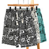 【超大码】【新款DFF】卡通涂鸦纯棉短裤男夏季薄款加肥加大过膝宽松直筒沙滩裤潮牌男裤五分裤 商品缩略图0