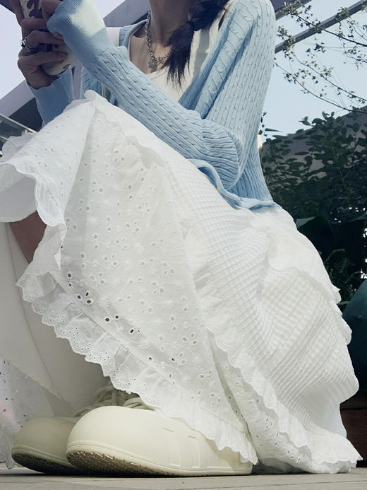 新品【清新优雅，气质蕾丝裙】法式优雅白色蕾丝花边垂感裙，小仙女必备，春夏新款高腰A字中长款，清新田园风气息十足，休闲舒适，温柔垂感，如蓬松的蛋糕！ 商品图5