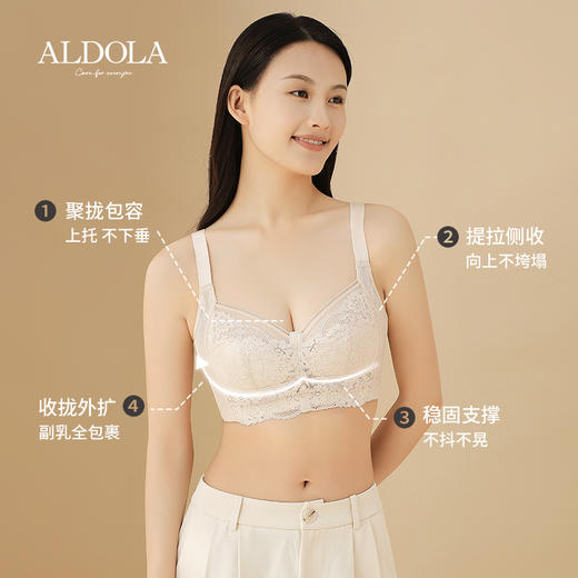 雅黛俪大胸显小内衣女蕾丝轻薄有型收副乳无钢圈高弹舒适大码文胸 商品图1